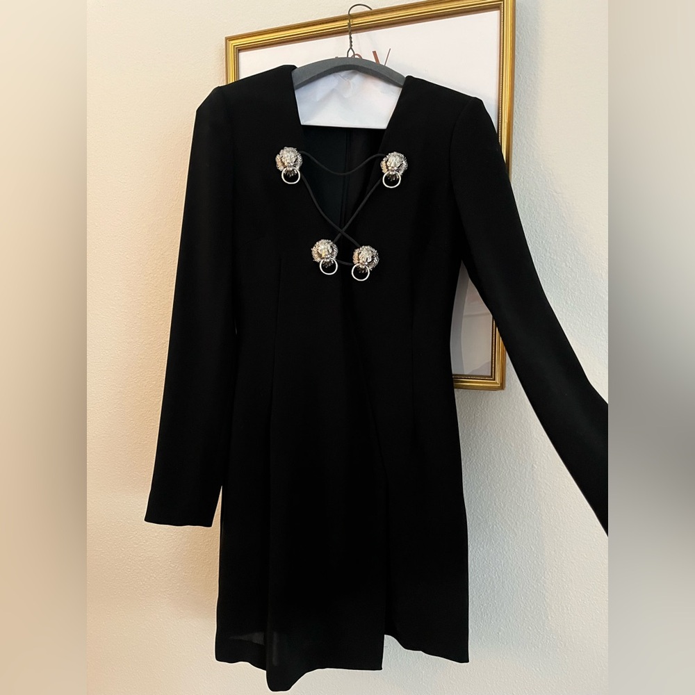 Versace Black Sheath Dress with Long Sleeves for Work